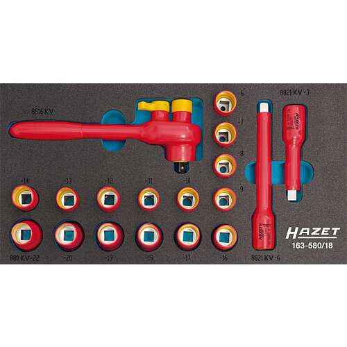 HAZET 3/8″ Steckschlüssel-Satz schutzisoliert HAZET 163-580/18, 18-teilig