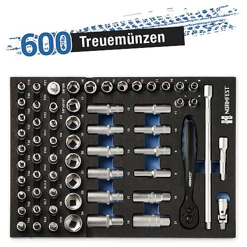 Normfest 3/8″ Steckschlüsselsatz 62-teilig, Schubladengröße M