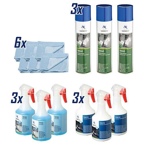 Normfest Innenraumreinigungs-Set Cleeno 15-teilig