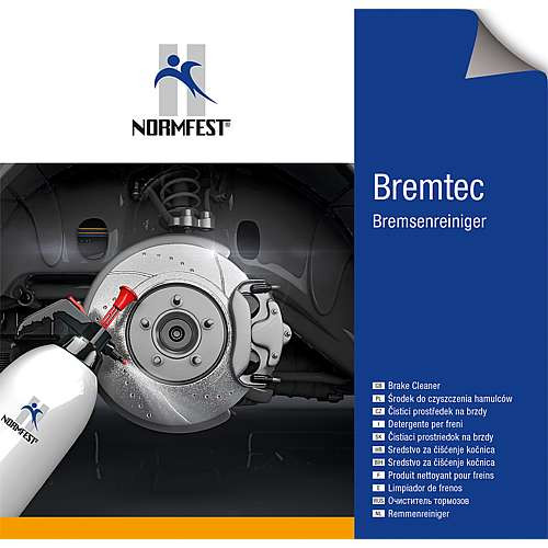 Normfest Etikett für Anwendungsflaschen für Bremtec Bremsenreiniger